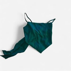 Teal Satin Handkerchief Cami Top